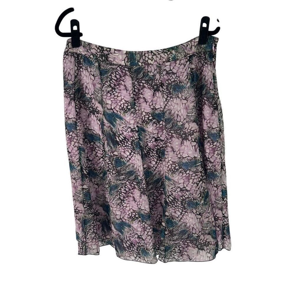 Christopher &‎ Banks Purple Peacock Feather Print Skirt Sz 16P Womens
